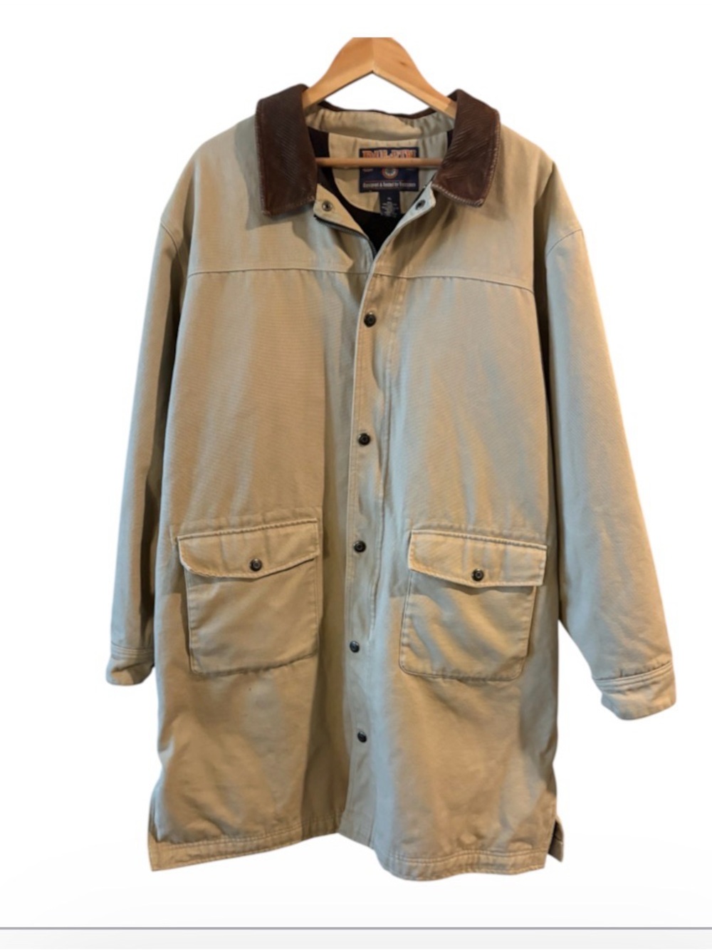 Duluth Trading Co Barn Coat XL Tan Canvas Corduroy Collar